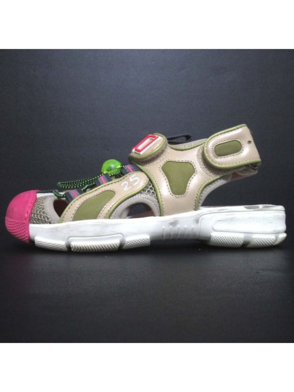 Gucci Mesh Velcro Sandals Size 34 Beige Multicolor - Picture 3 of 10